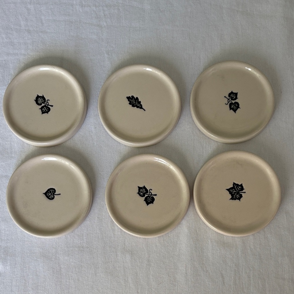 Starbucks Cream Coasters with Black Botanical Design